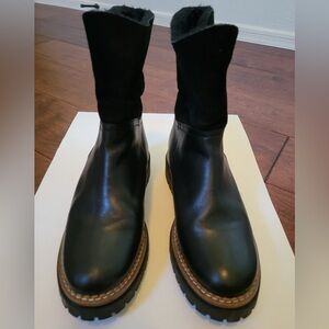 Vince Camuto Italian-made black genuine leather boots with aesthetic trim